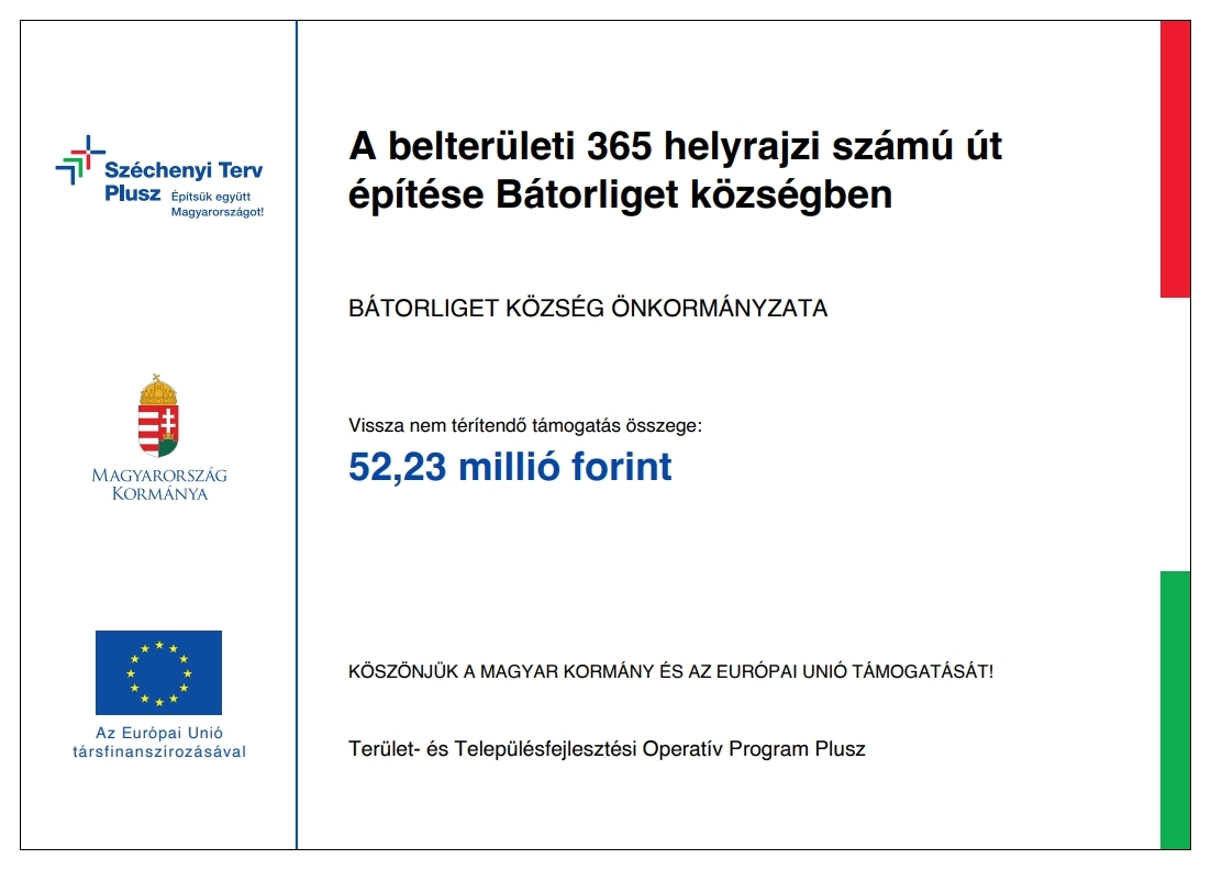 Belterületi utak pályázati tábla